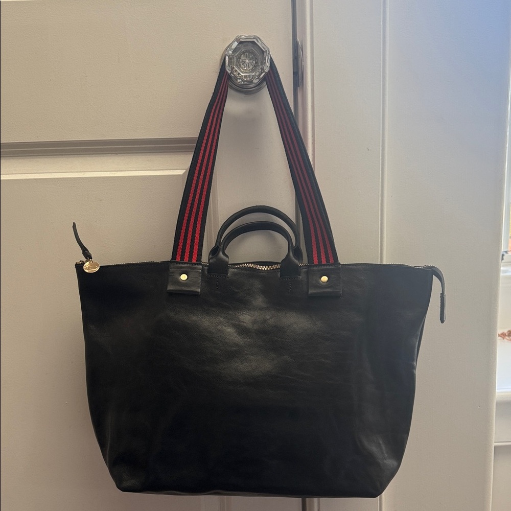 Clare V Le Zip Sac original. Black leather